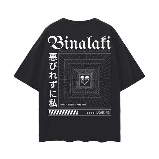 Unapologetically Binalaki Filipino Queer Pride Intersectional Masculine Identity on Black Oversize Deep Drop Shoulder Tee - 190 GSM