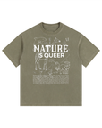 Nature is Queer Size Inclusive LGBTQ pride Vintage Washed Oversized Cotton T-Shirt Vintage Wash Oversize Tee