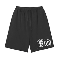 Stud Shorts Gothic Crown and Spray Paint Raw Edge Vintage Wash Shorts Vintage Wash Short Pants