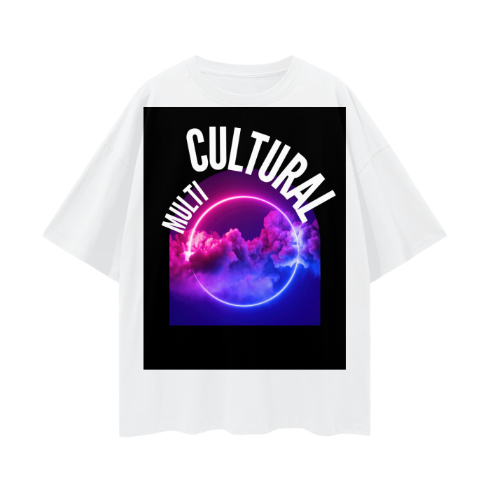 Multi Cultural Graphic T-Shirt Intersectionality Pride Oversize Deep Drop Shoulder Tee - 190 GSM