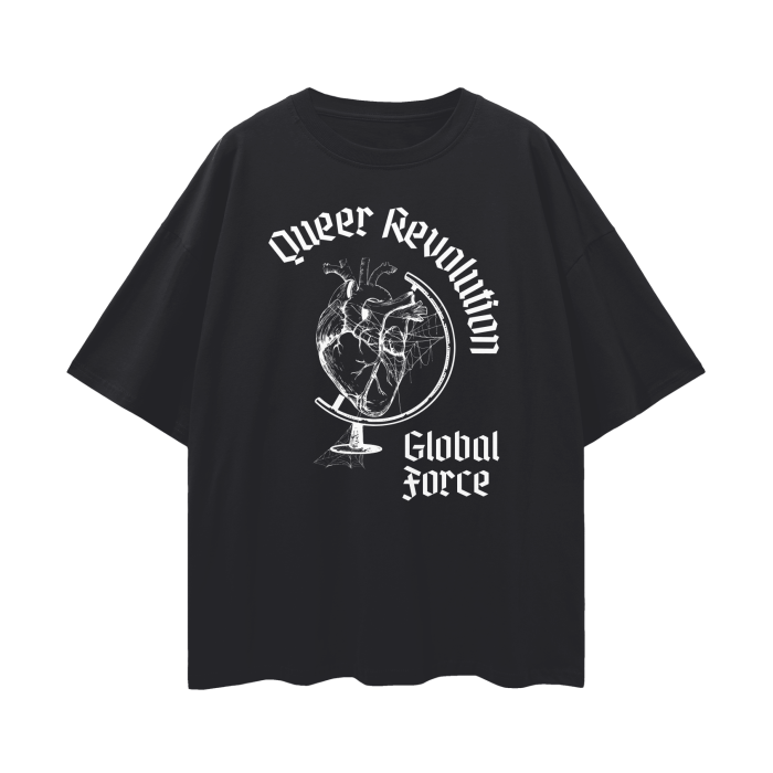 Queer Revolution Global Force Graphic Tee Spooky Season Oversize Tee Oversize Deep Drop Shoulder Tee - 190 GSM