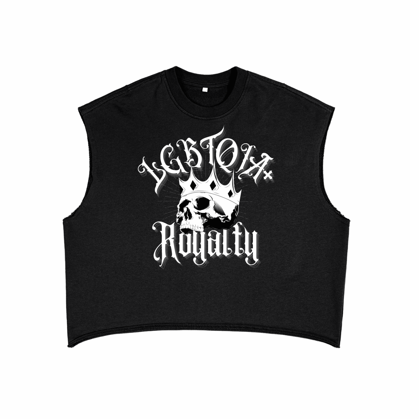 LGBTQIA+ Royalty Skull with a Crown on front of Black French Terry Boxy Pride Tank Top French Terry Boxy Tank Top