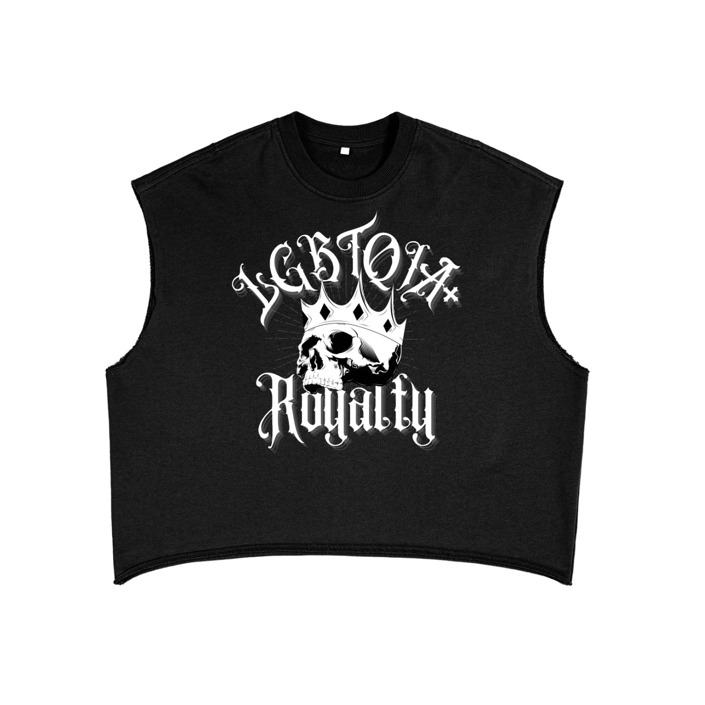 LGBTQIA+ Pride Royalty Skull with a Crown on front of Black French Terry Boxy Tank Top French Terry Boxy Tank Top