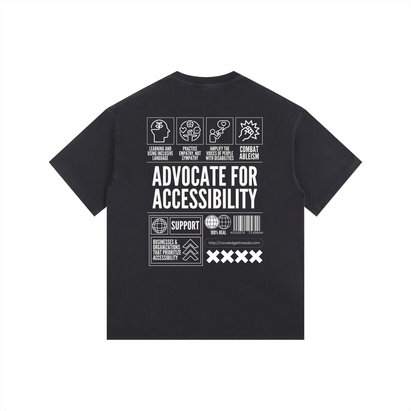 Advocate for Accessibility Disability Pride Size Inclusive Black Vintage Wash Oversize Tee Vintage Wash Oversize Tee