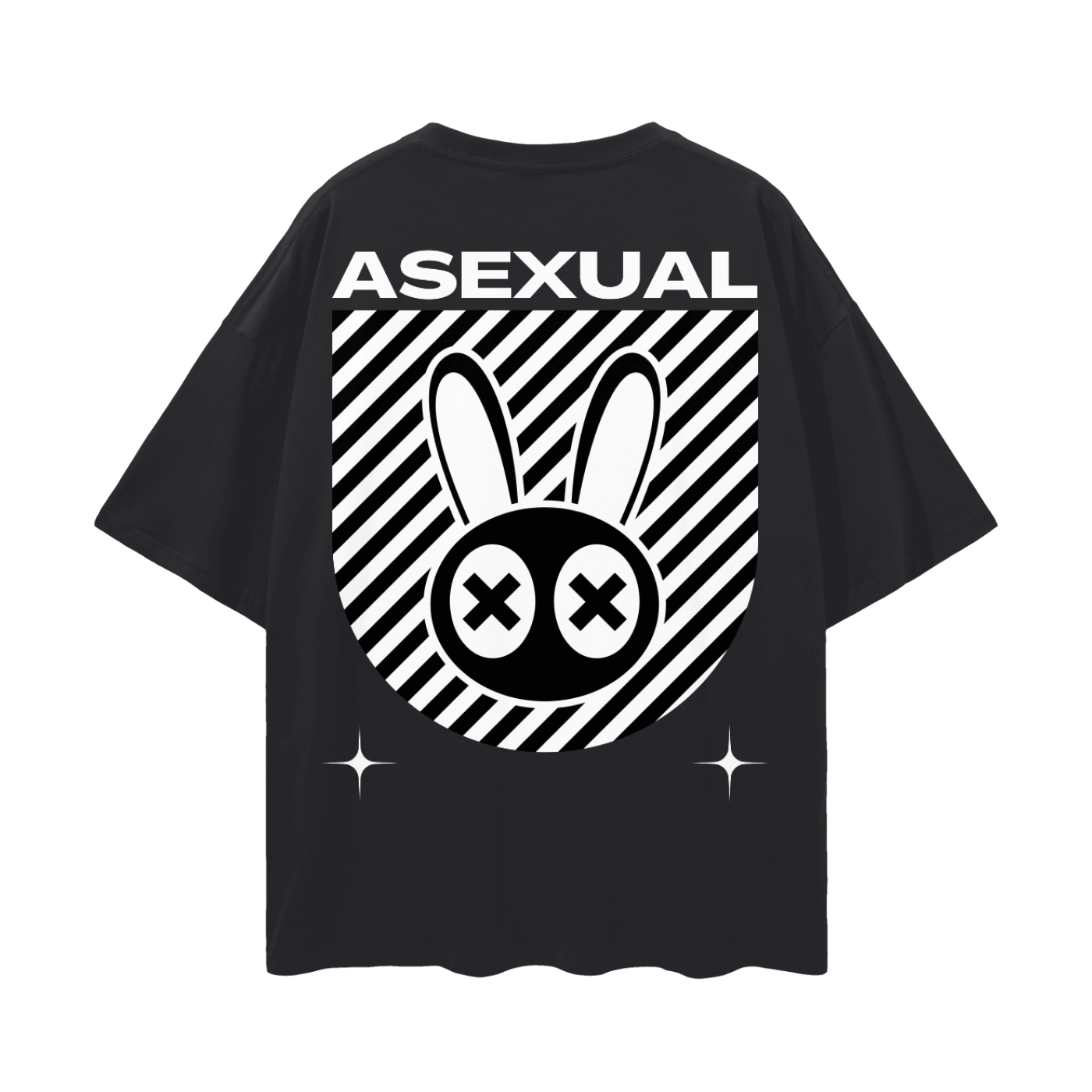 Asexual Pride Mad Rabbit Edition on Black Oversize Deep Drop Shoulder Tee Oversize Deep Drop Shoulder Tee - 190 GSM