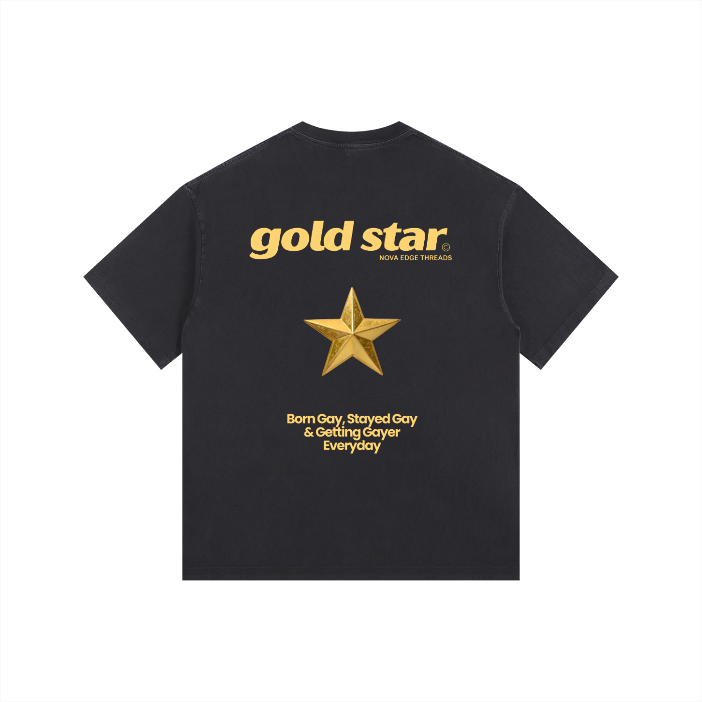 Gold Star Black and Gold Size Inclusive Pride Vintage Washed Oversize Tee Vintage Wash Oversize Tee
