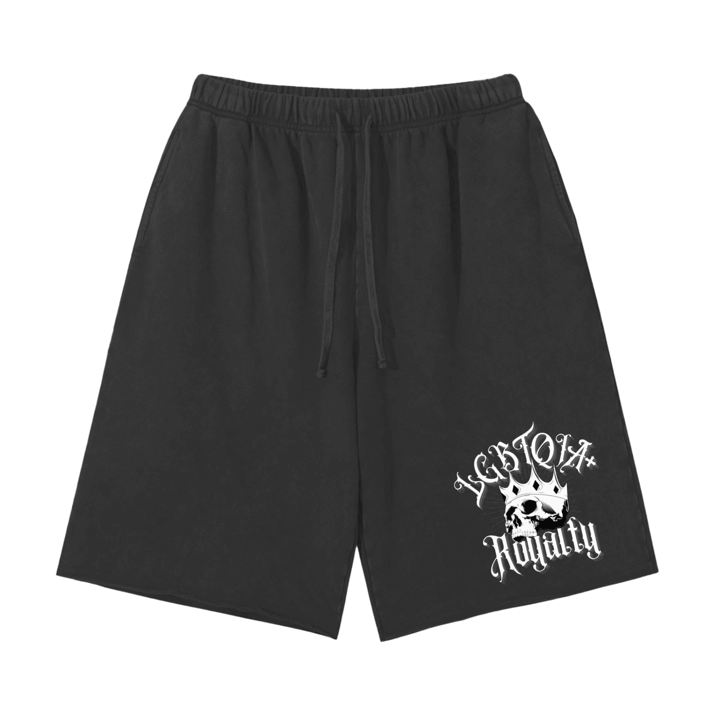 LGBTQIA+ Royalty Short Pants Skull with a Crown Raw Edge Vintage Wash Shorts Vintage Wash Short Pants