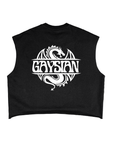Gaysian Pride Dragon Design Art Nuvo on back of Black French Terry Boxy Tank Top French Terry Boxy Tank Top