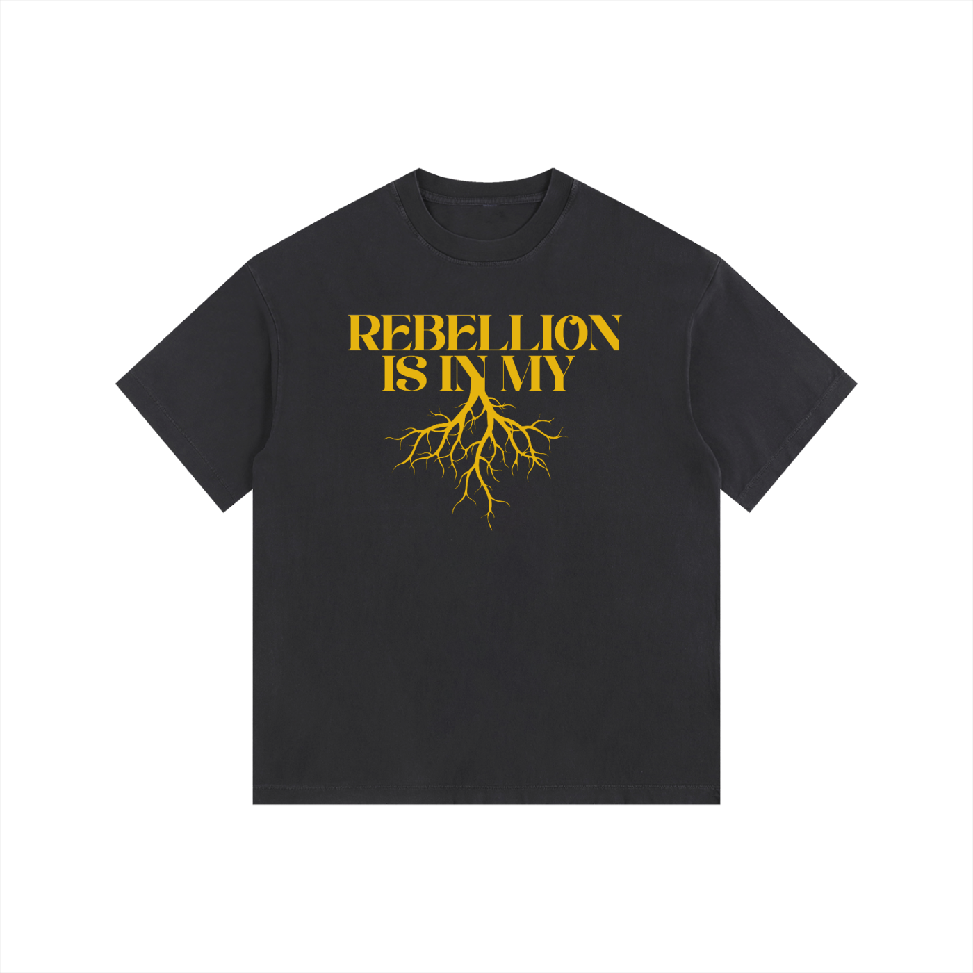 Rebellion is in my Roots Black & Yellow Size Inclusive Vintage Wash Oversize Tee Vintage Wash Oversize Tee