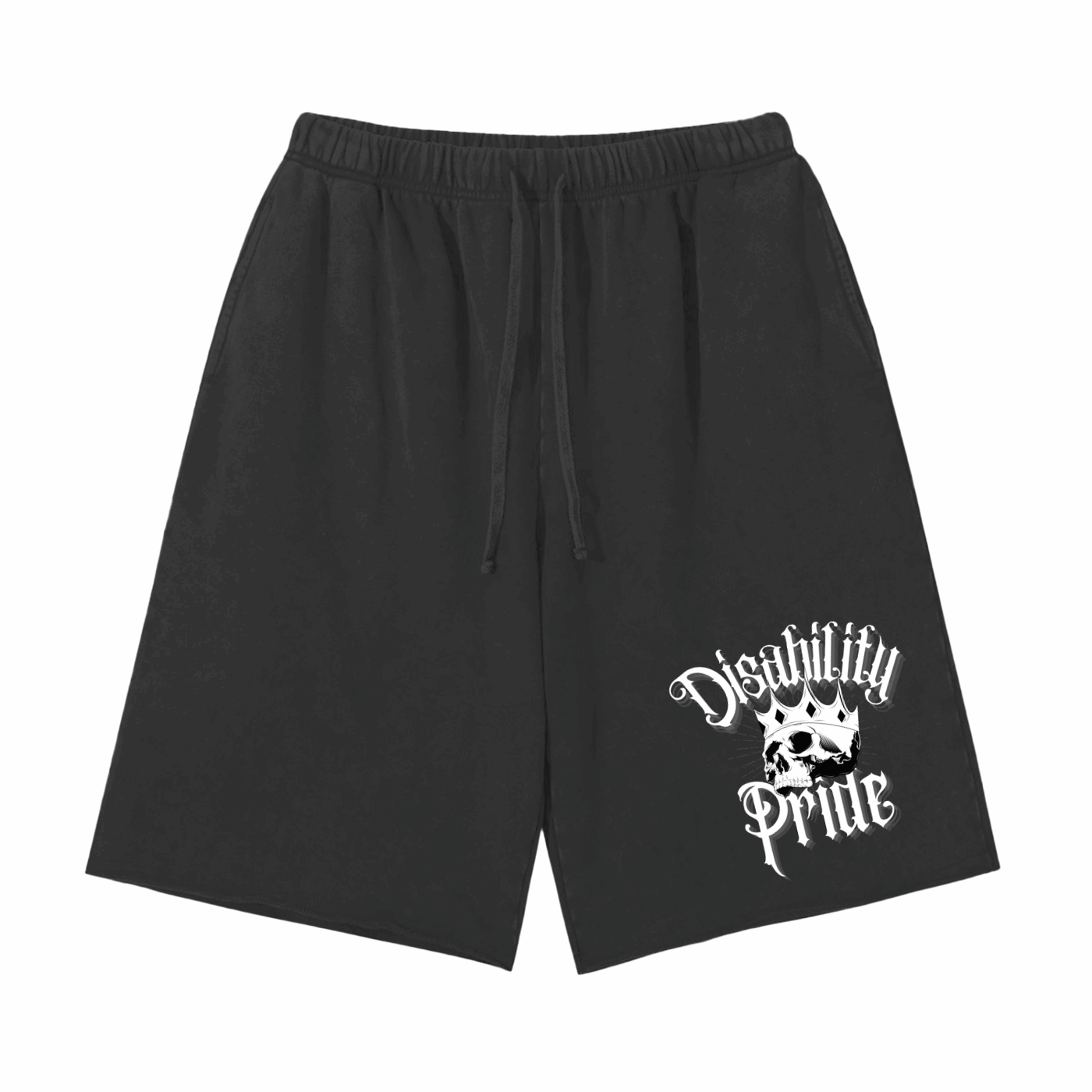 Disability Pride Skull with Crown Grunge Punk Aesthetic Scattered Edge Vintage Washed Shorts Vintage Wash Short Pants