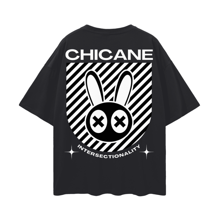 Chicane Mad Rabbit Graphic Tee Intersectionality Mexican American Pride Black Oversize Deep Drop Shoulder Tee - 190 GSM