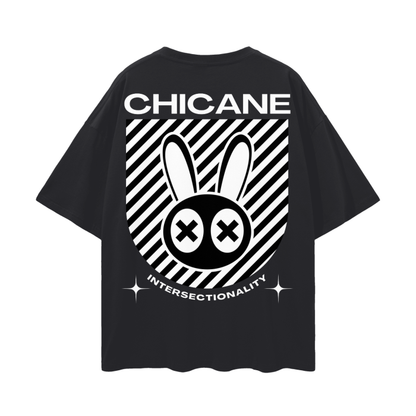 Chicane Mad Rabbit Graphic Tee Intersectionality Mexican American Pride Black Oversize Deep Drop Shoulder Tee - 190 GSM