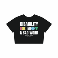 Disability is NOT a bad word Little People Pride Black Seamless Mini Tee Seamless Mini Tee
