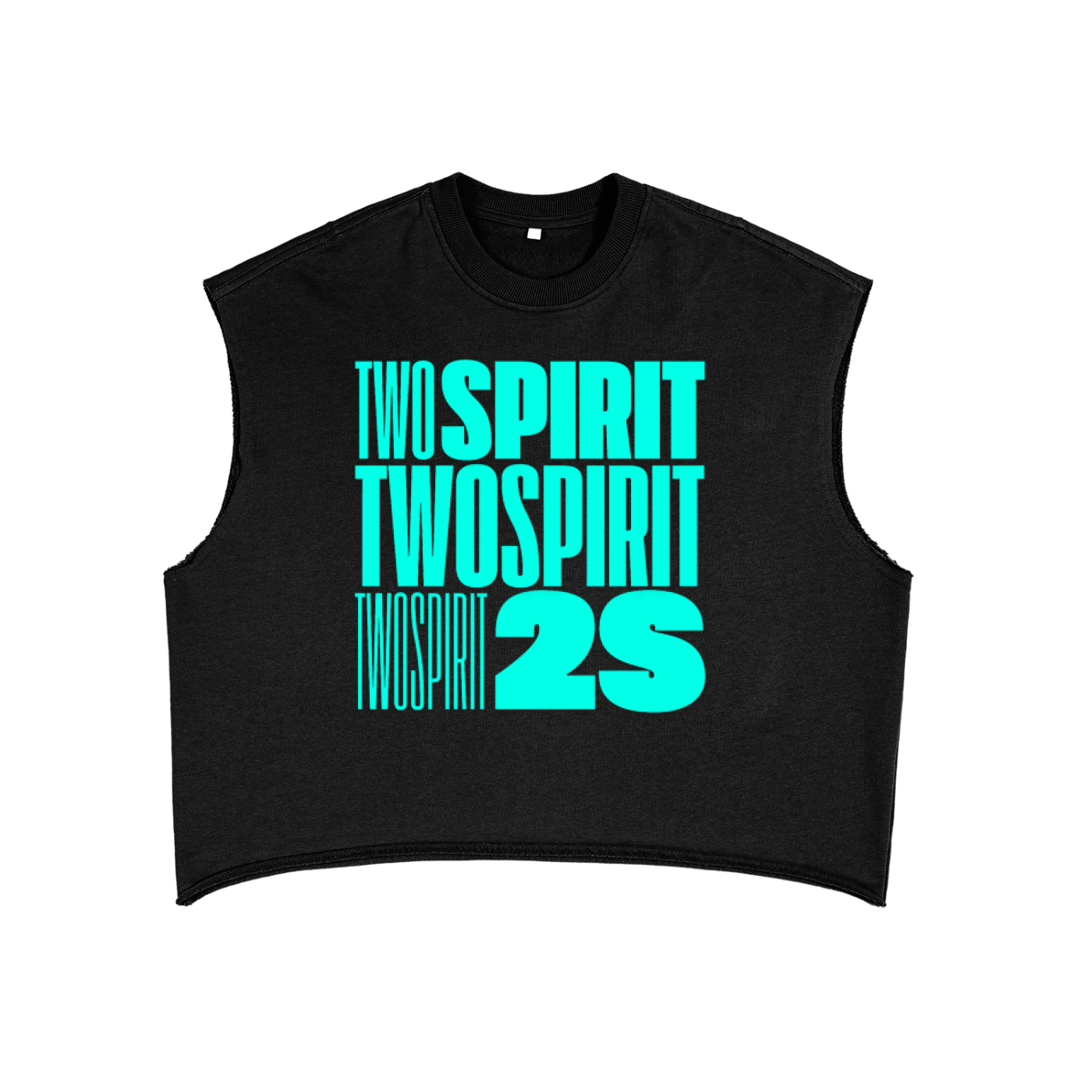 Two Spirit Pride Tank Top Turquoise Queer Art on Black French Terry Boxy Tank Top French Terry Boxy Tank Top