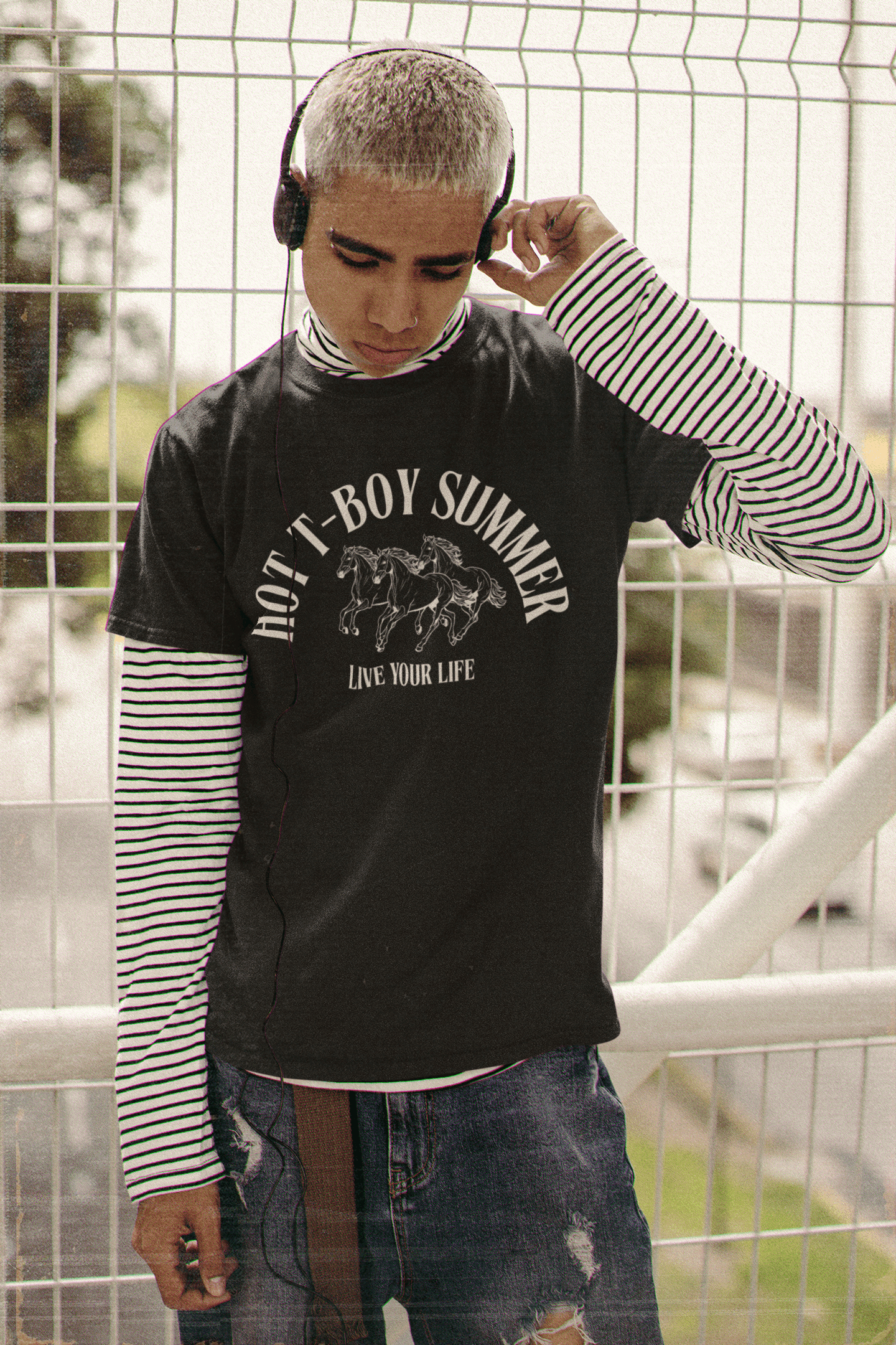 Hot T Boy Summer Live your Life Trans Pride Black Relaxed Fit T-shirt Relaxed Fit T-Shirt