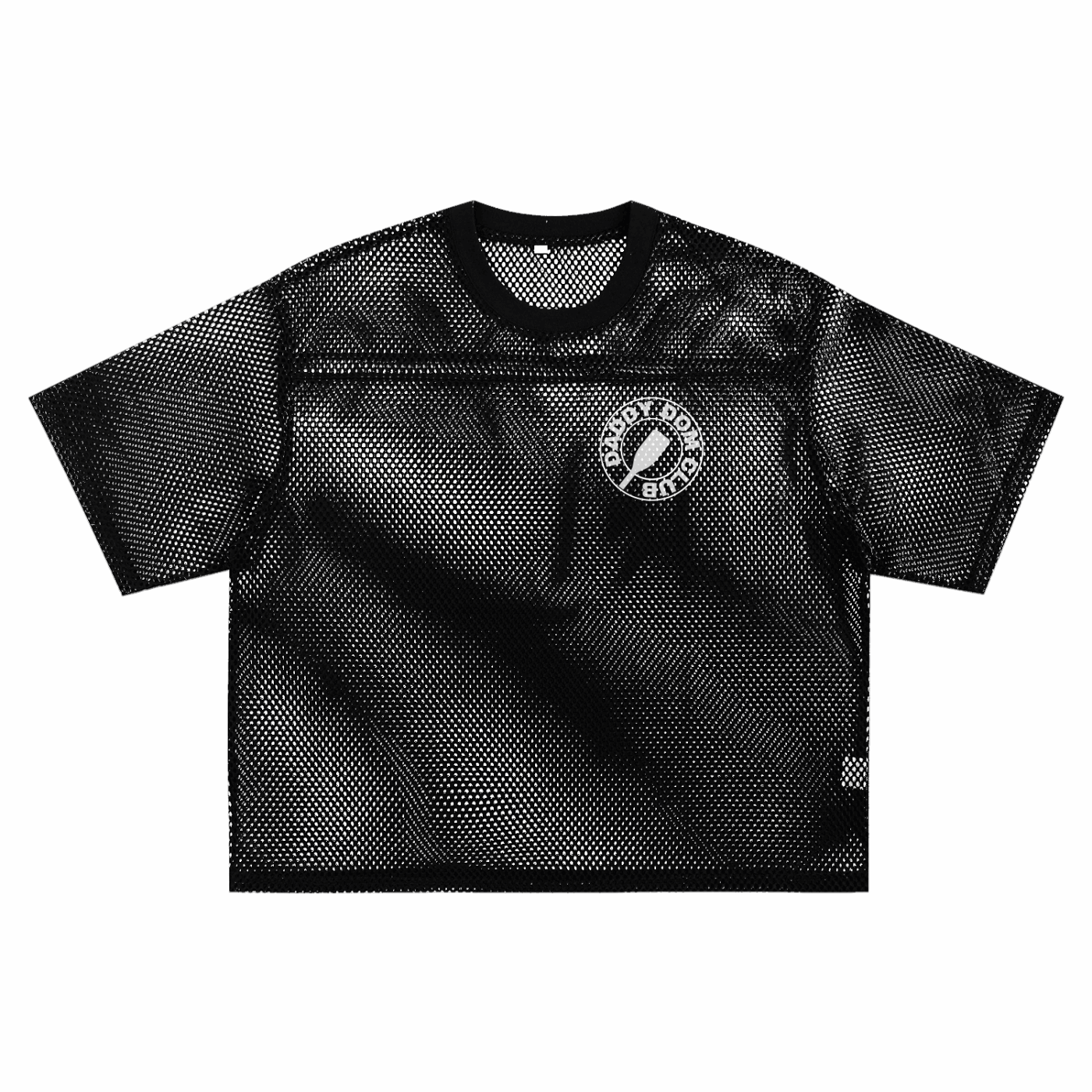 Leather Daddy Dom Club LGBTQIA+ Pride Black Mesh See-through Boxy T-Shirt See-through Boxy Net T-Shirt