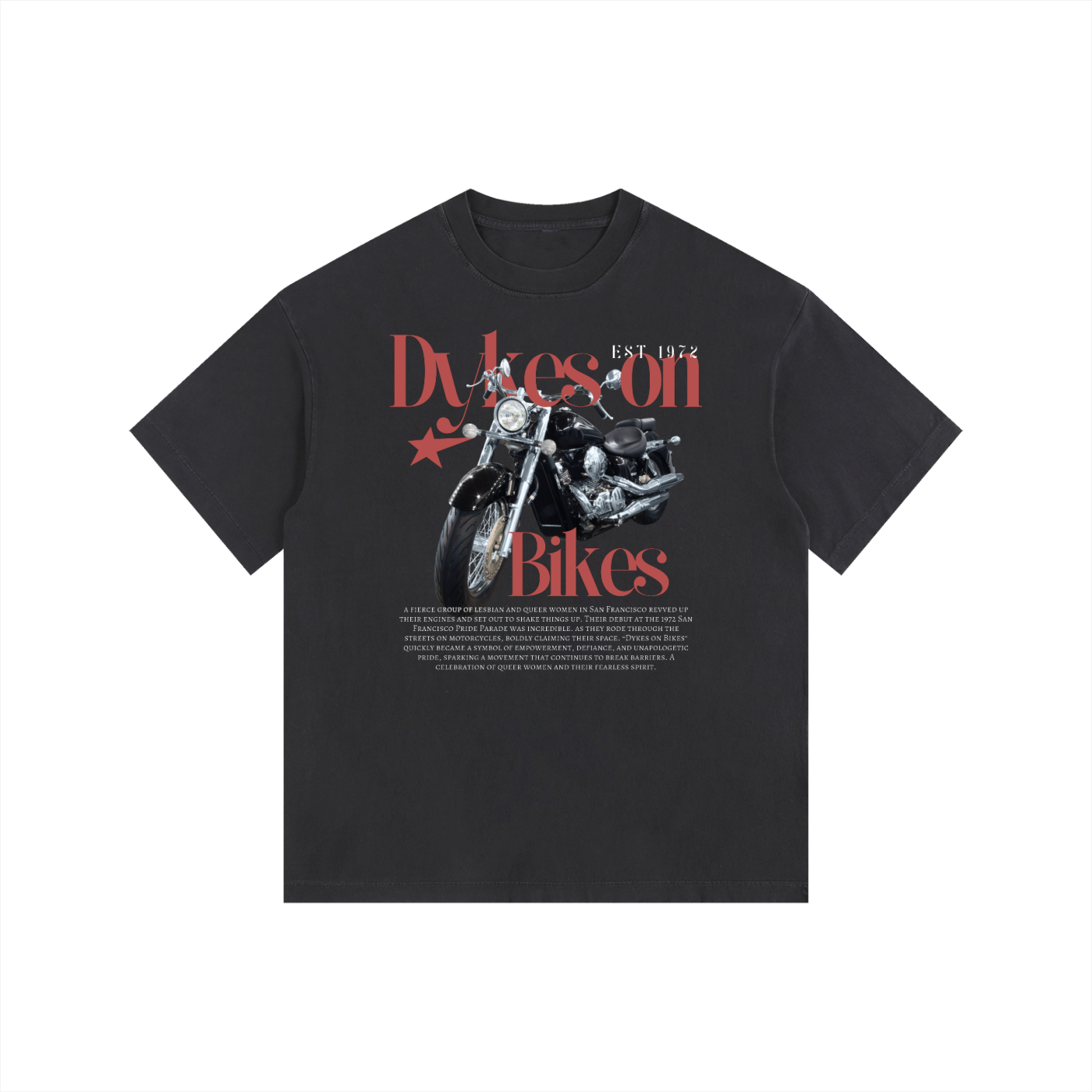 Dykes on Bikes WLW Pride Size Inclusive Vintage Washed Oversize Tee Vintage Wash Oversize Tee