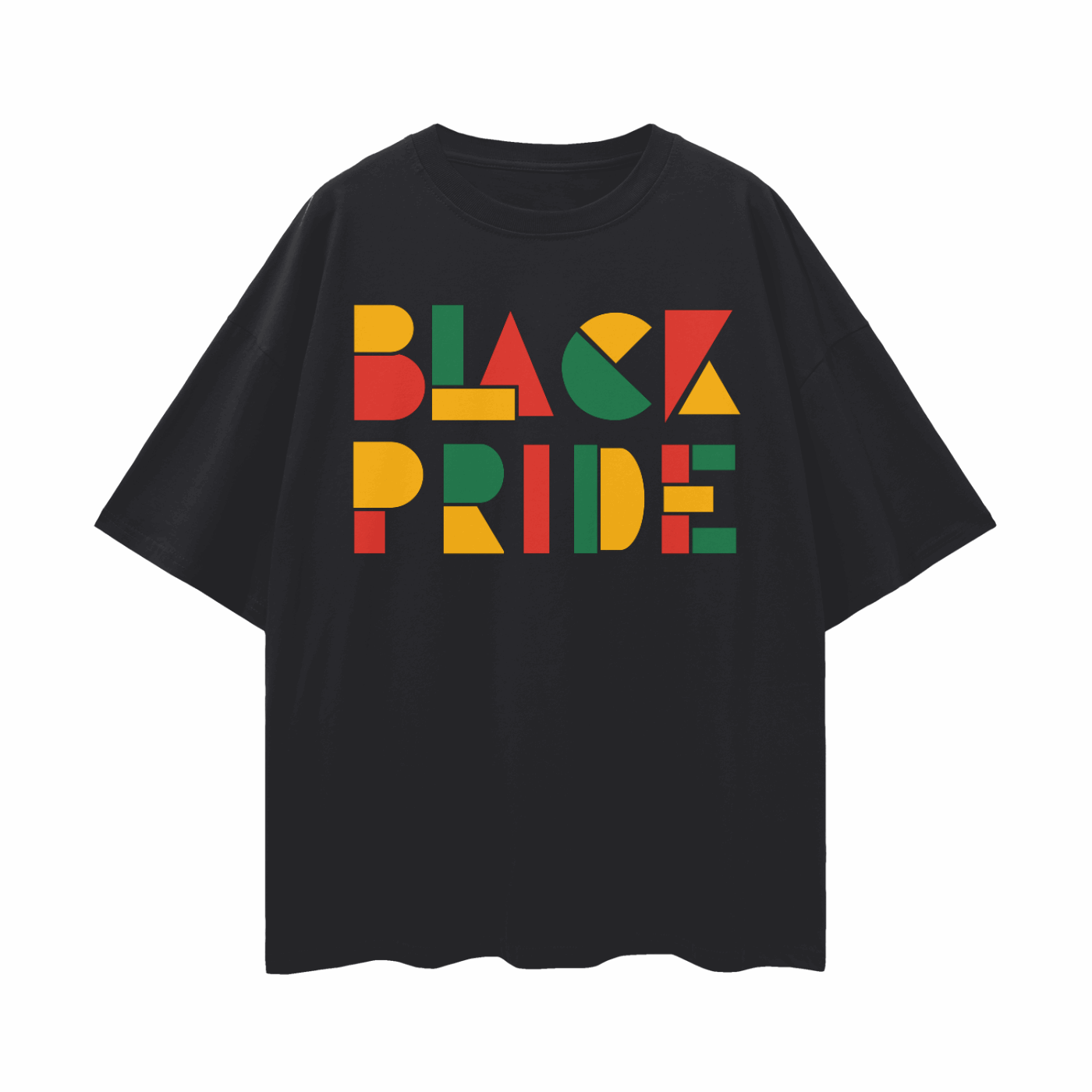 Black Pride Graphic T-Shirt Streetwear Color on Blak Oversize Deep Drop Shoulder Tee