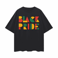 Black Pride Graphic T-Shirt Streetwear Color on Black Oversize Drop Shoulder Tee Oversize Deep Drop Shoulder Tee - 190 GSM