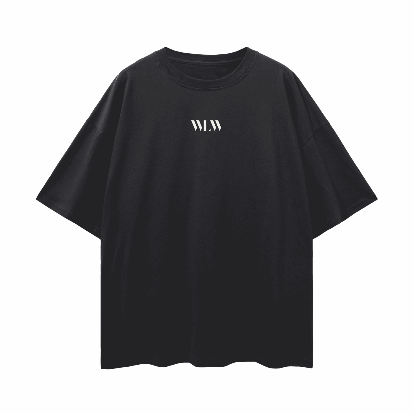 WLW T-Shirt Minimal Design on Fresh Clean Black Oversize Deep Drop Shoulder Tee Oversize Deep Drop Shoulder Tee - 190 GSM