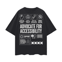 Advocate for Accessibility Graphic T-Shirt Disability Pride Black Oversize Deep Drop Shoulder Tee Oversize Deep Drop Shoulder Tee - 190 GSM