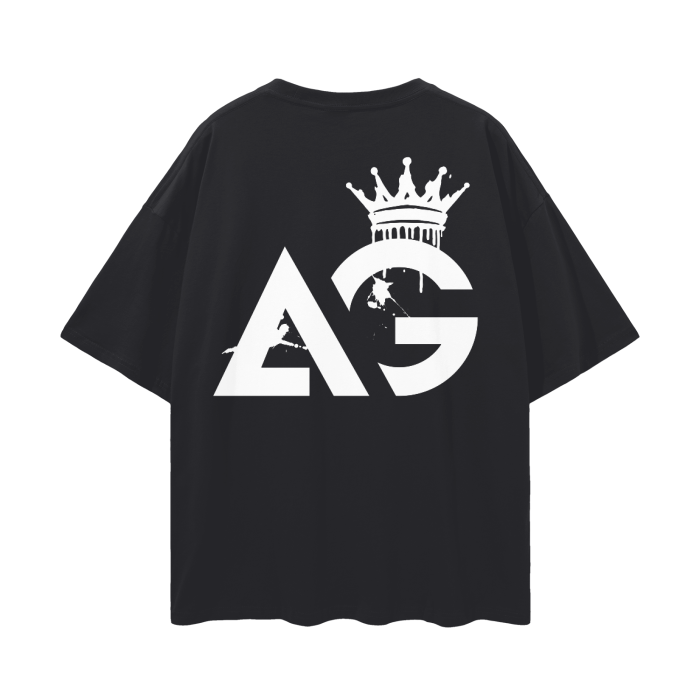 Aggressive AG T-Shirt for Black Pride Streetwear Style on Black Oversize Deep Drop Shoulder Tee - 190 GSM