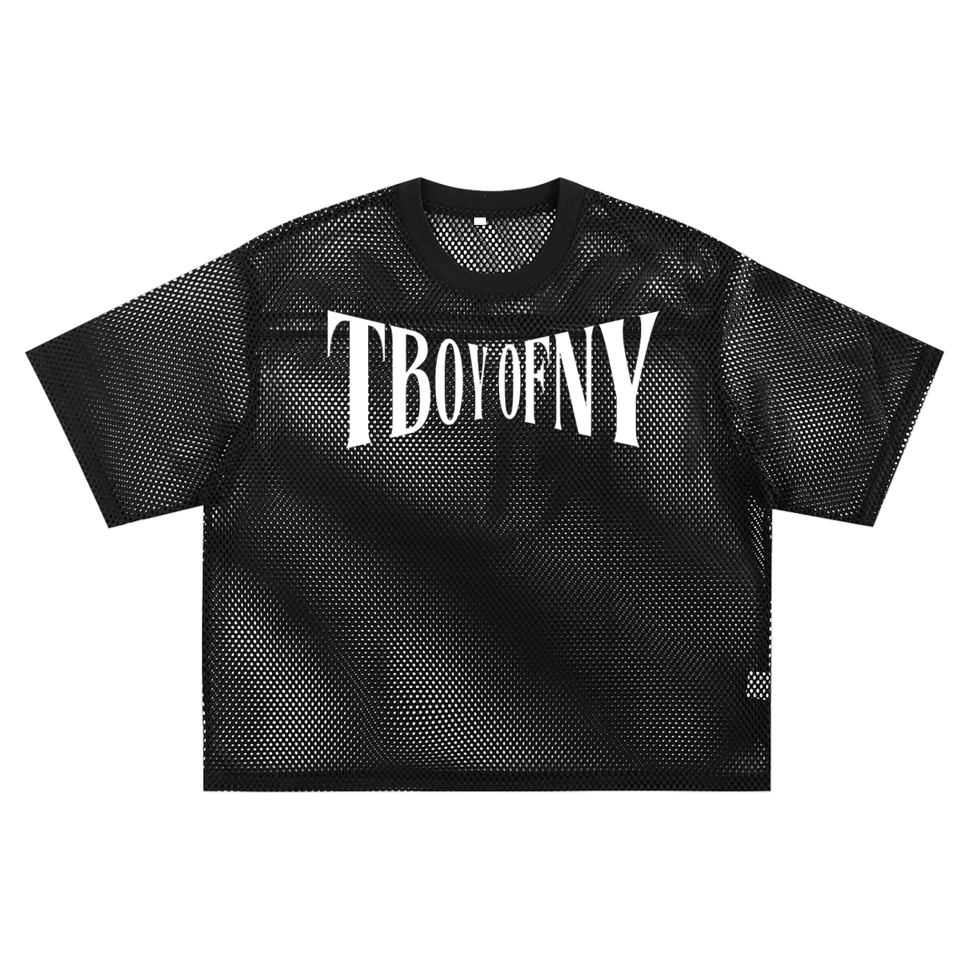T Boy of NY Mesh Shirt Boxing Aesthetic front of Black See-through Boxy Net T-shirt See-through Boxy Net T-Shirt