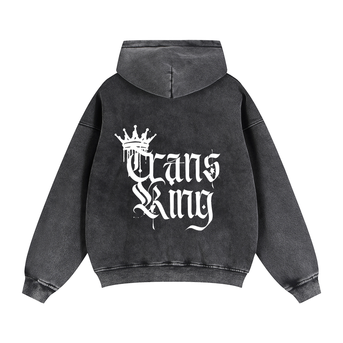 Trans King Graffiti Style Spray Paint with Crown Zip-Through Boxy Fleece Hoodie Zip-Through Boxy Hoodie