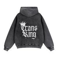 Trans King Graffiti Style Spray Paint with Crown Zip-Through Boxy Fleece Hoodie Zip-Through Boxy Hoodie