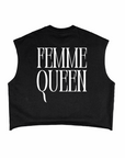 Femme Queen Realness LGBTQIA2S+ Pride Back of Black French Terry Boxy Tank Top French Terry Boxy Tank Top