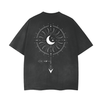 Demigirl Gender Symbol in Celestial Design on Black Vintage Wash Frayed T-Shirt Vintage Wash Frayed T-Shirt