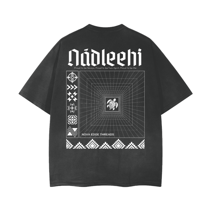 Nadleehi Two-Spirit Pride Shirt Navajo Nation Black Gray Vintage Wash Frayed T-Shirt Vintage Wash Frayed T-Shirt