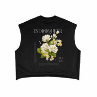 Indigiqueer Pride Vintage Flower Back Design on Black French Terry Boxy Tank Top French Terry Boxy Tank Top