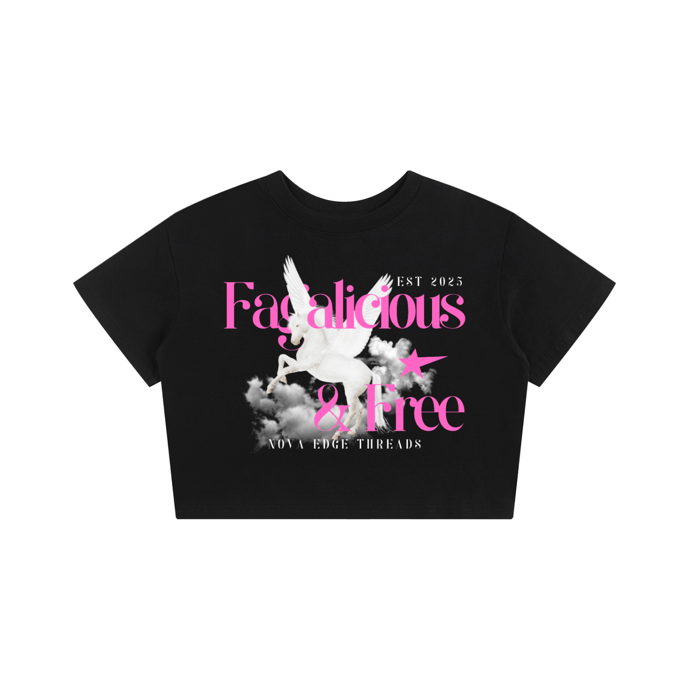 Fagalicious & Free Bisexual Pride Pegasus Graphic Baby Tee Seamless T-Shirt Baby Tee Seamless Tee