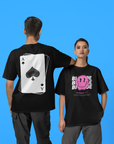 Ace Graphic Tee Asexual Pride Diversity Streetwear Gear on Black Oversize Deep Drop Shoulder Tee - 190 GSM