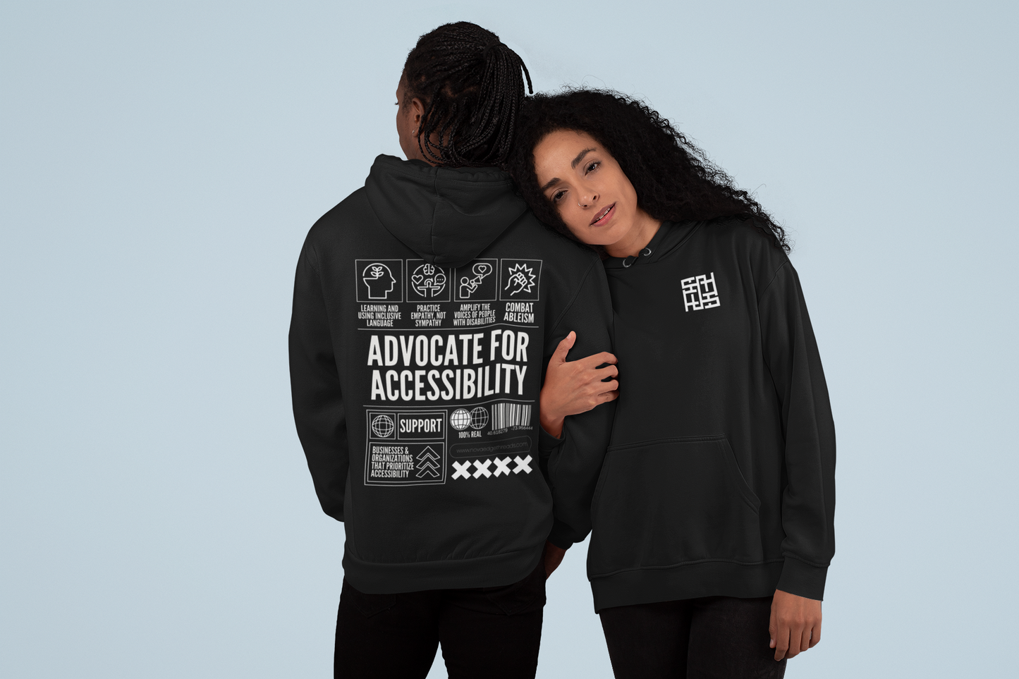 Advocate for Accessibility Graphic Hoodie Black Allyship Sweatshirt Eco Raglan Hoodie