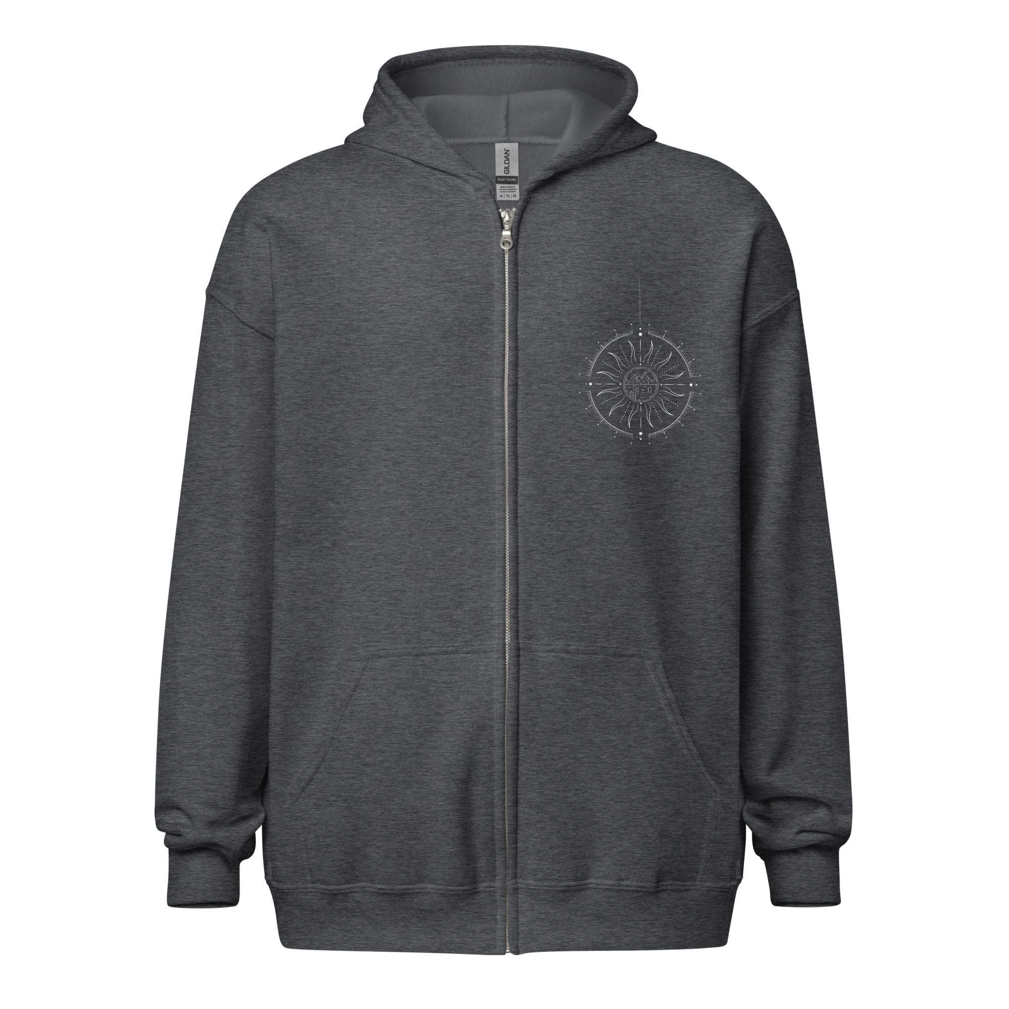 Agender Pride and Genderless Pride Celestial Gender Symbol heavy blend zip hoodie Heavy Blend Zip Hoodie
