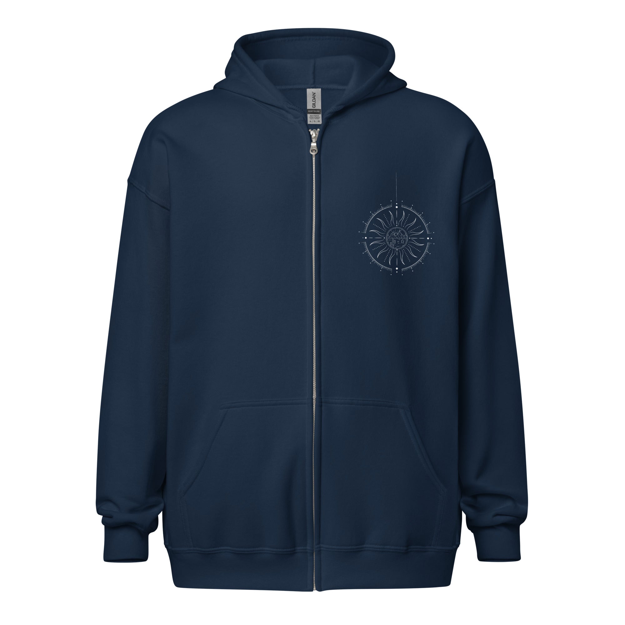 Agender Pride and Genderless Pride Celestial Gender Symbol heavy blend zip hoodie