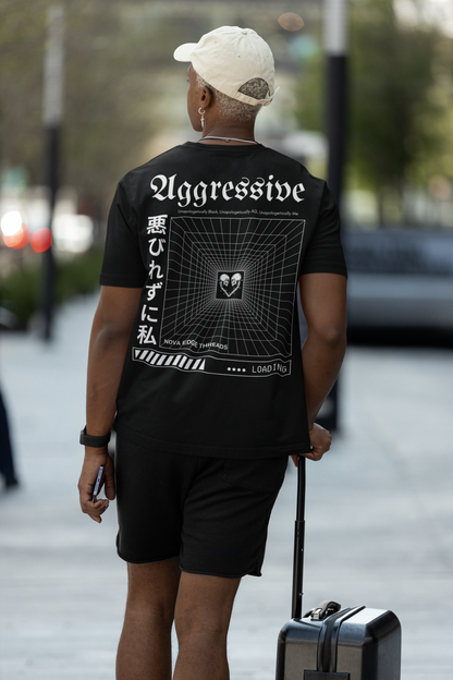 Aggressive Unapologetically AG Black Pride Graphic Tee Intersectional T-Shirt on Black Oversize Deep Drop Shoulder Tee - 190 GSM