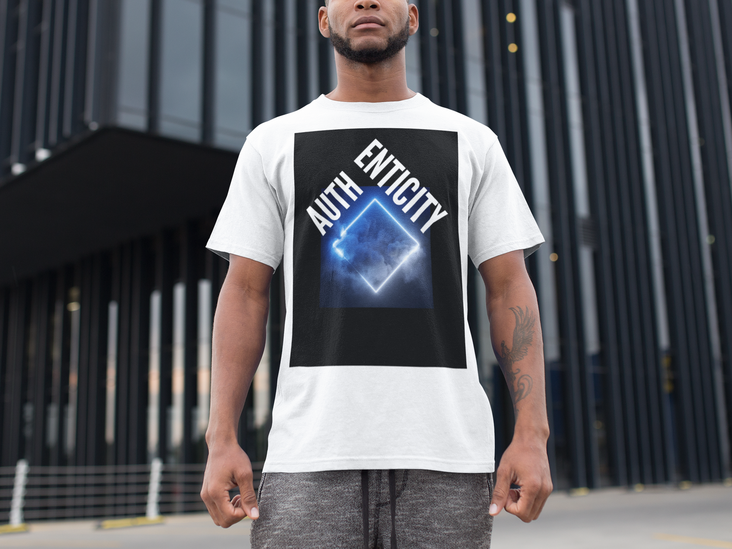 Authenticity Graphic Tee Neon Lights Pride Gear Oversize Deep Drop Shoulder Tee - 190 GSM