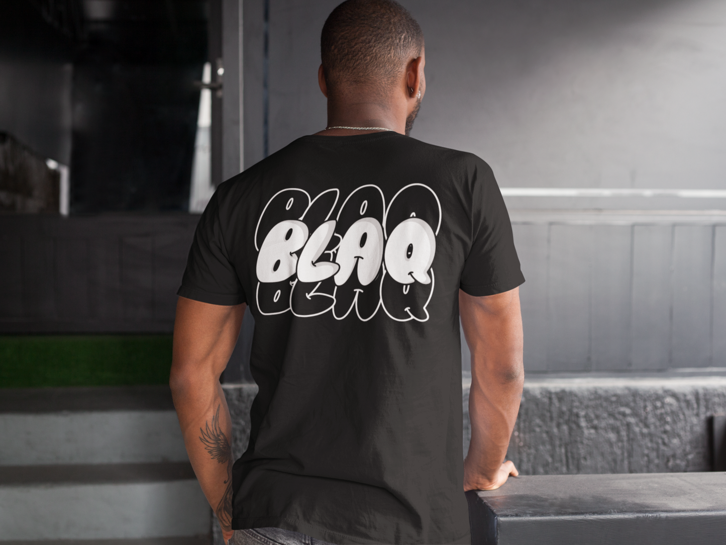 BlaQ Bubble Letter Graphic Intersectional Black Pride T-Shirt Oversize Deep Drop Shoulder Tee - 190 GSM