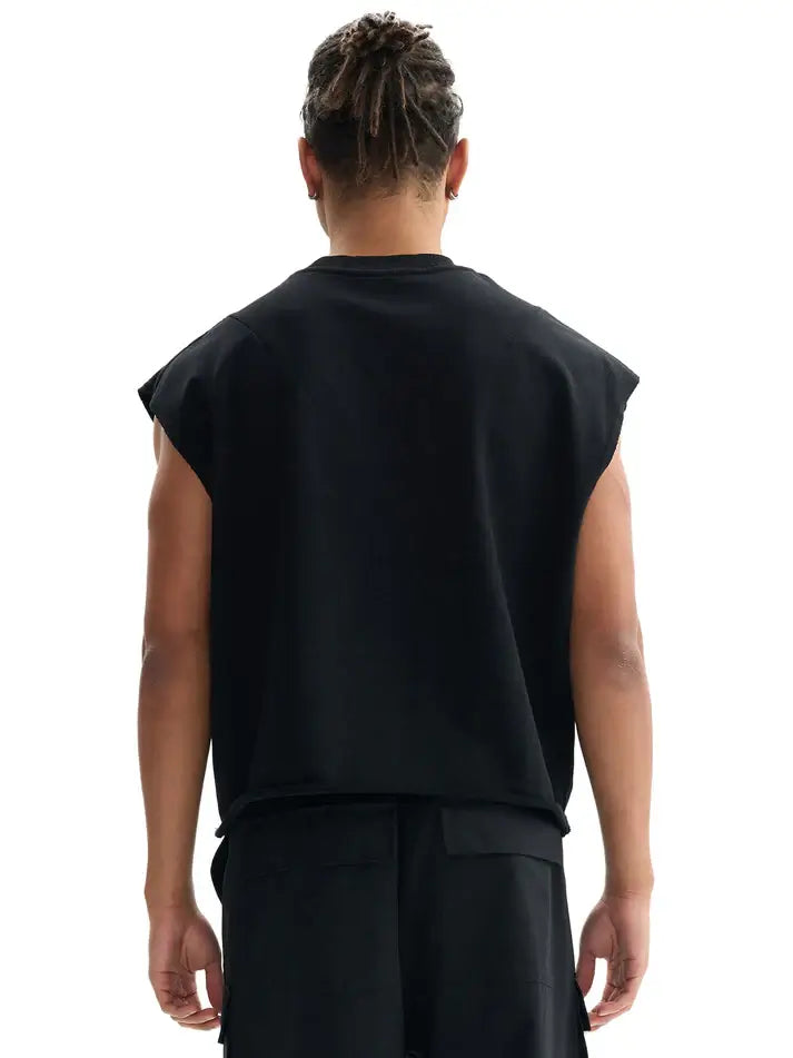 Intersectionality Chrome Bubble Letter Design on Black French Terry Boxy Tank Top French Terry Boxy Tank Top
