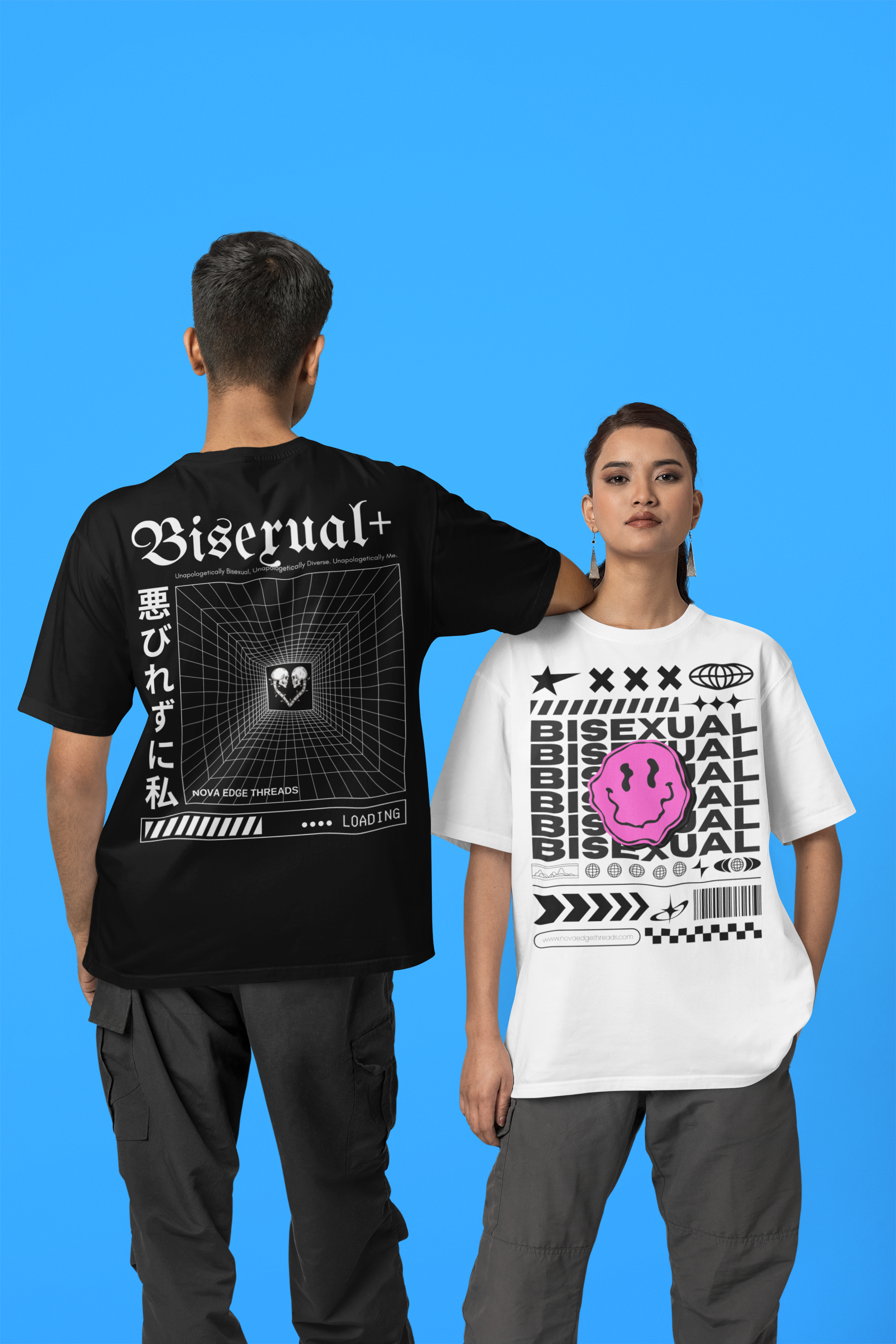 bisexual gear Unapologetically Bisexual Pride Black Oversize Tee Nova Edge Threads