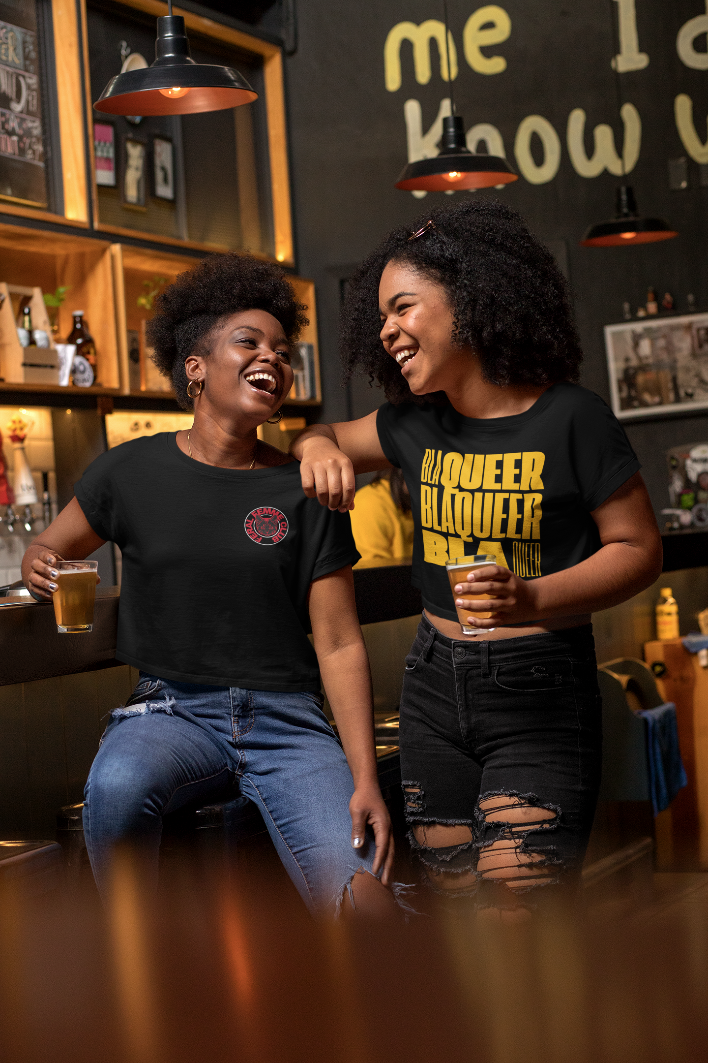 BlaQueer Word block art Design Black Baby Tee Seamless T-Shirt Baby Tee Seamless Tee