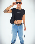 Bottom Gay Pride Crop Top Cute Pride Shirt Black Baby Tee Seamless T-Shirt