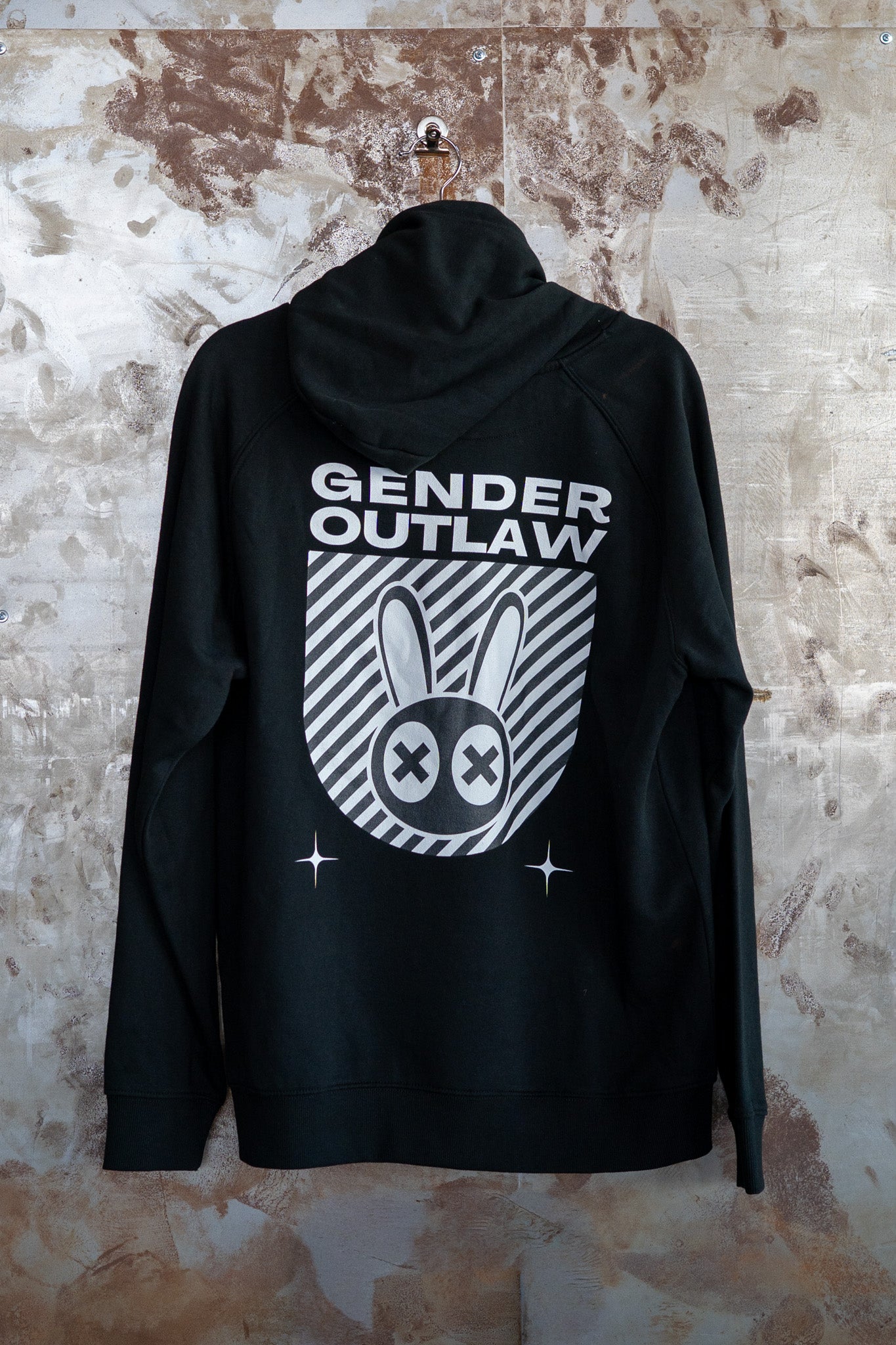 Gender Outlaw Mad Rabbit Streetwear Style Graphic Eco Friendly Black Raglan Hoodie Eco Raglan Hoodie