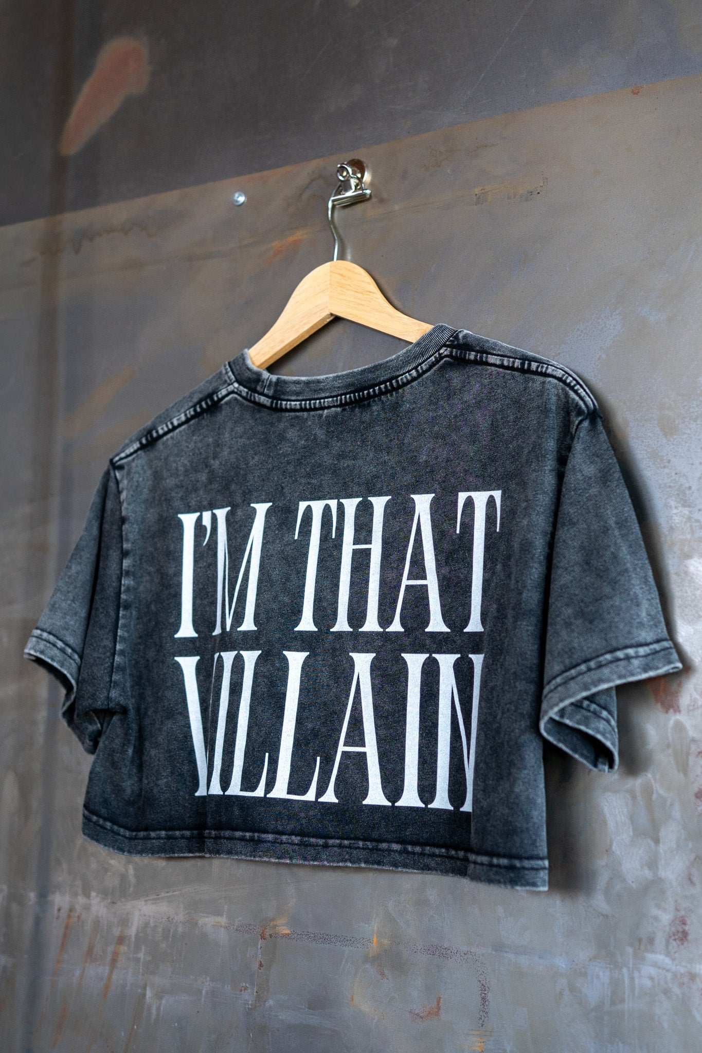 I'm That Villain Queer & Trans Pride on Back of Snow Washed Crop Top Snow Washed Crop Top