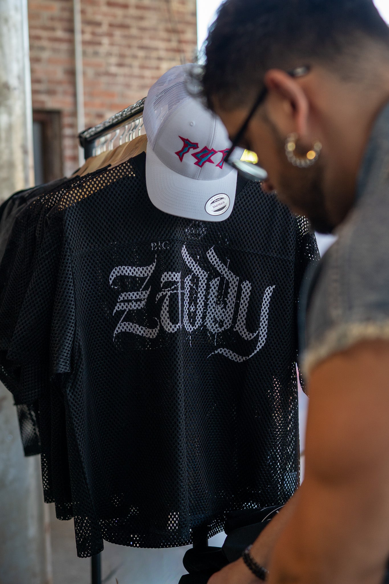 Big Zaddy Mesh Tee LGBTQ Pride Black See-through Boxy Net T-shirt See-through Boxy Net T-Shirt