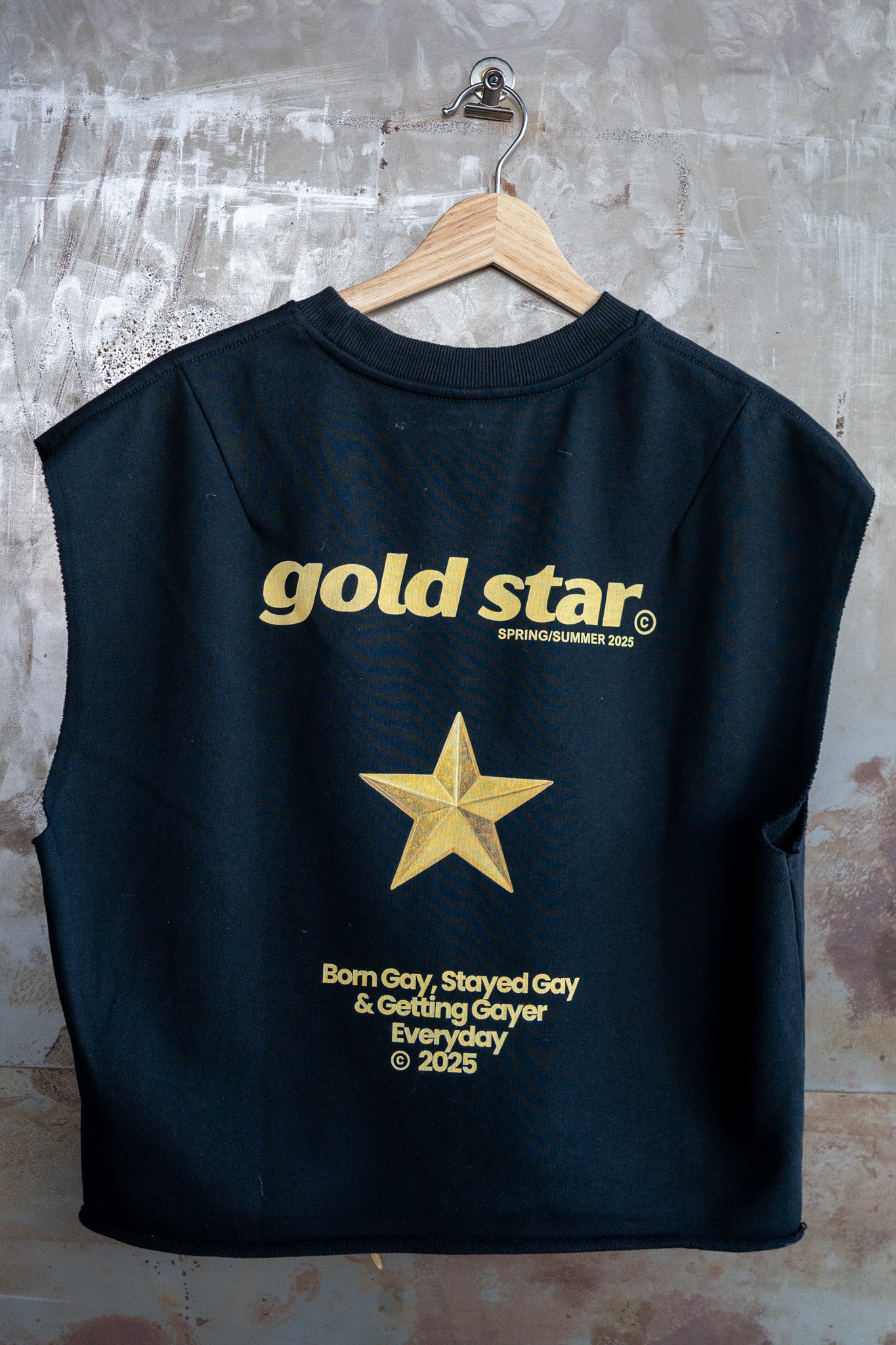 Gold Star Graphic Tank Gay Pride Black French Terry Boxy Tank Top French Terry Boxy Tank Top