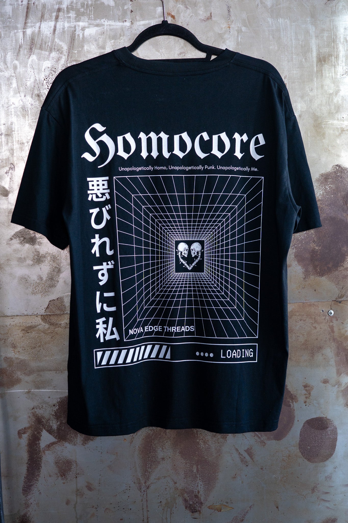 Unapologetically Homocore Graphic Tee Japanese Streetwear Inspired Black Oversize Deep Drop Shoulder Tee Oversize Deep Drop Shoulder Tee - 190 GSM
